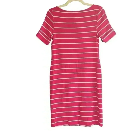 Ralph Lauren Red & White Striped Knit Short Sleeve Sheath Shirt Dress - Picture 4 of 6